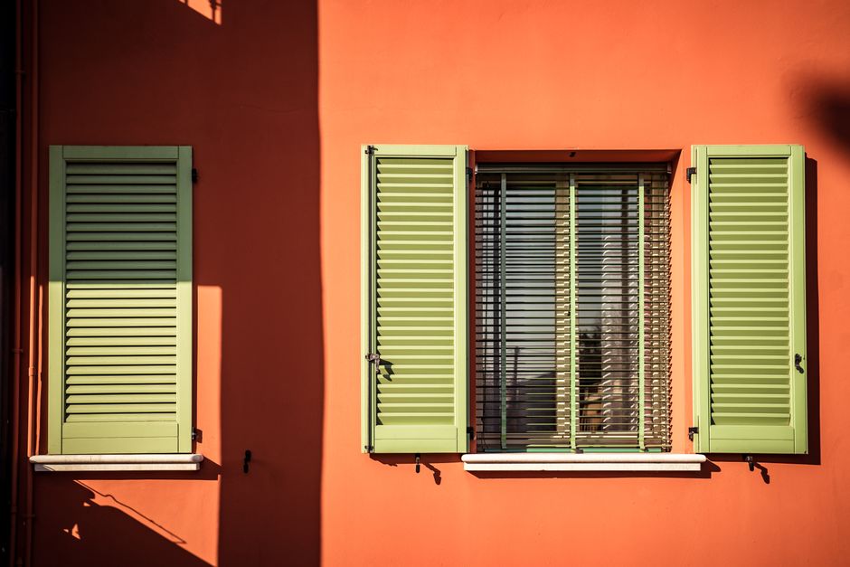 Painted exterior wall of a house in daylight
